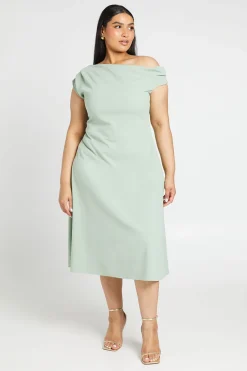 Robe Midi Évasée Asymétrique En Crêpe Grande Taille