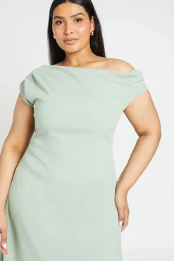 Robe Midi Évasée Asymétrique En Crêpe Grande Taille