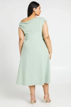 Robe Midi Évasée Asymétrique En Crêpe Grande Taille