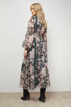 Robe Midi Évasée avec Finitions en Dentelle