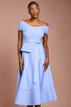 Coast Robe Midi Évasée à Bandage et Décolleté Bardot<Femme Toutes Les Robes|Robes Mi-Longues