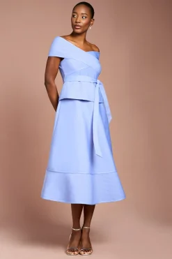 Coast Robe Midi Évasée à Bandage et Décolleté Bardot<Femme Toutes Les Robes|Robes Mi-Longues