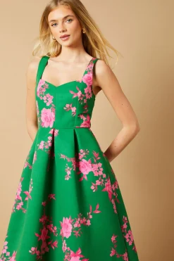 Oasis Robe Midi Évasée à Bretelles Florales d'Occasion<Femme Toutes Les Robes|Robes Mi-Longues