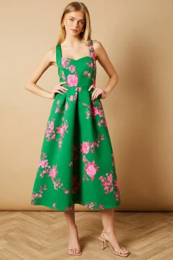 Oasis Robe Midi Évasée à Bretelles Florales d'Occasion<Femme Toutes Les Robes|Robes Mi-Longues