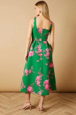 Oasis Robe Midi Évasée à Bretelles Florales d'Occasion<Femme Toutes Les Robes|Robes Mi-Longues