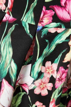 Robe Midi Évasée à Bretelles Imprimé Floral pour Occasion Spéciale