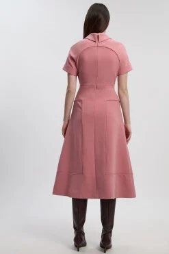 KarenMillen Robe Midi Évasée à Détail Patte en Stretch Compact Petite Taille<Femme Toutes Les Robes|Robes Mi-Longues