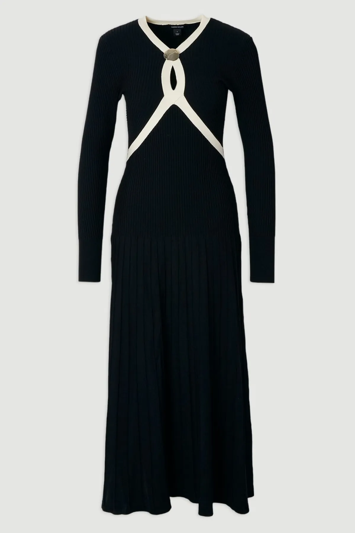 KarenMillen Robe Midi Évasée à Détails de Finition en Maille Côtelée<Femme Pulls Et Gilets|Toutes Les Mailles