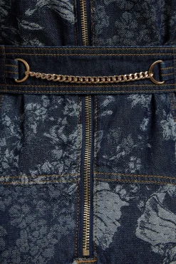 KarenMillen Robe Midi Évasée En Denim Jacquard Petite Taille<Femme Denim|Robes Mi-Longues
