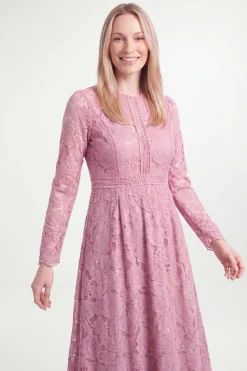 Robe Midi Évasée En Dentelle Petite Taille