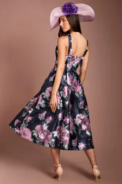 Robe Midi Évasée En Jacquard À Bretelles Lisa Tan