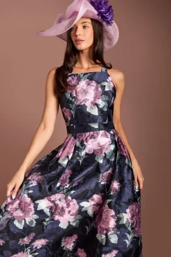 Robe Midi Évasée En Jacquard À Bretelles Lisa Tan