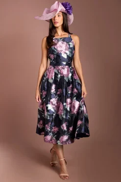 Robe Midi Évasée En Jacquard À Bretelles Lisa Tan