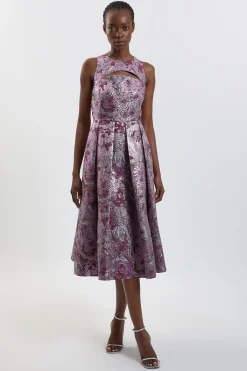 KarenMillen Robe Midi Évasée En Jacquard Façonné<Femme Robes|Robes Mi-Longues