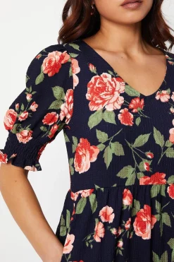 Dorothy Perkins Robe Midi Évasée En Jersey À Imprimé Floral Bleu Marine Petite<Femme Toutes Les Robes|Robes Mi-Longues