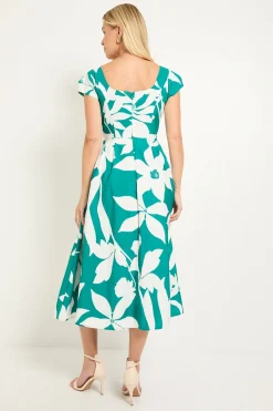 Robe Midi Évasée En Ottoman Fleuri Petite Taille