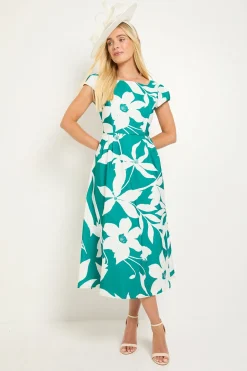 Robe Midi Évasée En Ottoman Fleuri Petite Taille