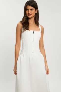 KarenMillen Robe Midi Évasée En Satin De Coton Ajusté Petite Taille<Femme Toutes Les Robes|Robes