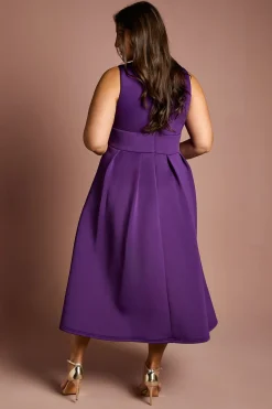 Coast Robe Midi Évasée Grande Taille à Décolleté Plongeant en Scuba<Femme Toutes Les Robes|Robes D’Automne