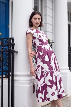 Robe Midi Évasée À Motif Floral En Ottoman