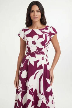 Robe Midi Évasée À Motif Floral En Ottoman