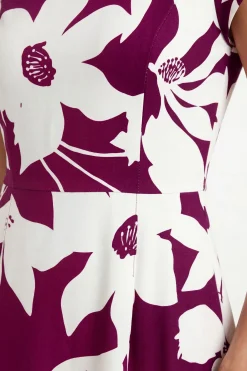 Robe Midi Évasée À Motif Floral En Ottoman
