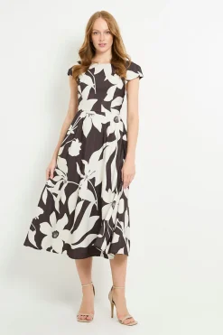 Wallis Robe Midi Évasée À Motif Floral En Ottoman<Femme Robes Mi-Longues|Robes