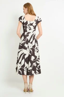 Wallis Robe Midi Évasée À Motif Floral En Ottoman<Femme Robes Mi-Longues|Robes