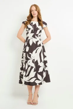 Wallis Robe Midi Évasée À Motif Floral En Ottoman<Femme Robes Mi-Longues|Robes