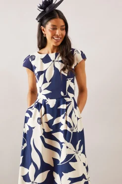 Wallis Robe Midi Évasée à Motifs Floraux en Ottoman<Femme Toutes Les Robes|Robes Mi-Longues