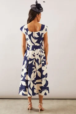 Wallis Robe Midi Évasée à Motifs Floraux en Ottoman<Femme Toutes Les Robes|Robes Mi-Longues