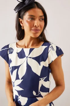Wallis Robe Midi Évasée à Motifs Floraux en Ottoman<Femme Toutes Les Robes|Robes Mi-Longues