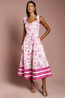 Coast Robe Midi Évasée à Panneaux en Sergé de Coton Petite<Femme Robes|Robes Mi-Longues