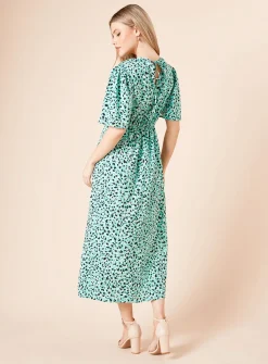 Dorothy Perkins Robe Midi e À Imprimé Animal Avec Manches Volantées Et Taille Froncée<Femme Robes|Robes Mi-Longues