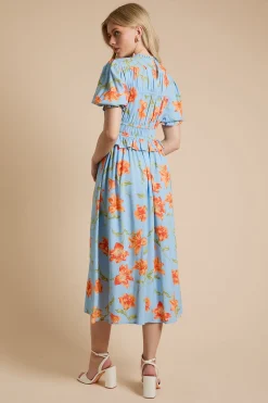 Dorothy Perkins Robe Midi À Volant Avec Corsage Froncé À Motif<Femme Robes|Robes Mi-Longues