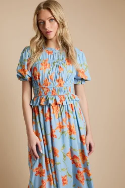 Dorothy Perkins Robe Midi À Volant Avec Corsage Froncé À Motif<Femme Robes|Robes Mi-Longues
