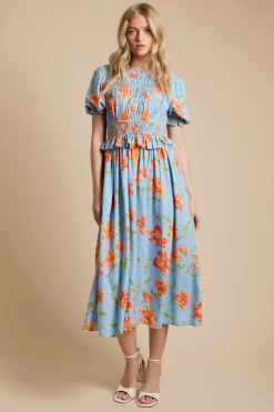 Dorothy Perkins Robe Midi À Volant Avec Corsage Froncé À Motif<Femme Robes|Robes Mi-Longues