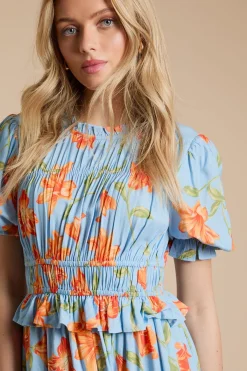 Dorothy Perkins Robe Midi À Volant Avec Corsage Froncé À Motif<Femme Robes|Robes Mi-Longues