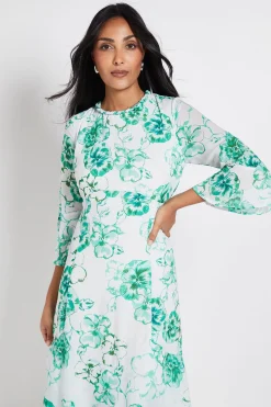 Wallis Robe Midi À Volants Avec Encolure Fleurie Petite Taille<Femme Robes|Robes Mi-Longues