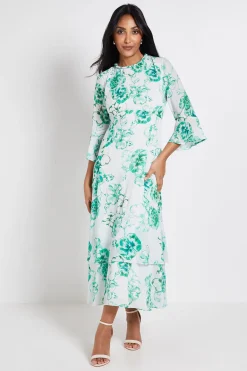 Wallis Robe Midi À Volants Avec Encolure Fleurie Petite Taille<Femme Robes|Robes Mi-Longues