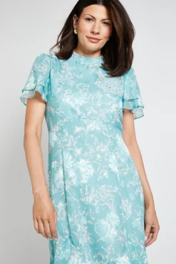 Robe Midi À Volants Avec Motif Floral Dévoré