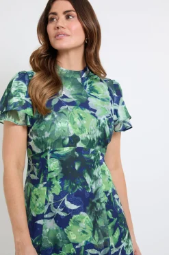 Robe Midi À Volants Avec Motif Floral Dévoré