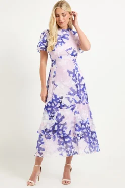Wallis Robe Midi À Volants Avec Motif Floral Dévoré Petite Taille<Femme Robes|Robes Mi-Longues