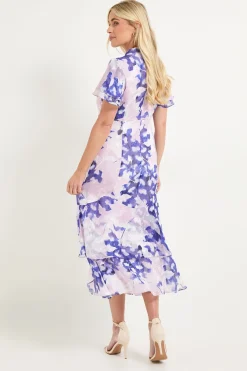 Wallis Robe Midi À Volants Avec Motif Floral Dévoré Petite Taille<Femme Robes|Robes Mi-Longues