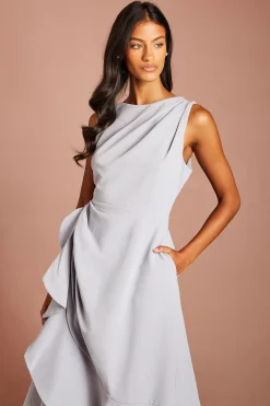 Robe Midi À Volants En Crêpe Avec Dos Échancré Petite