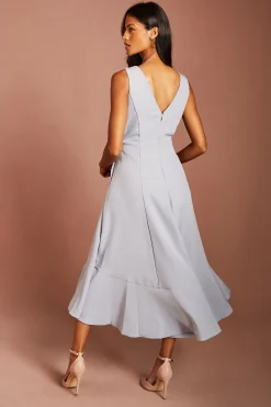 Robe Midi À Volants En Crêpe Avec Dos Échancré Petite