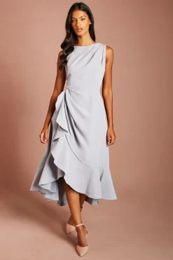 Robe Midi À Volants En Crêpe Avec Dos Échancré Petite