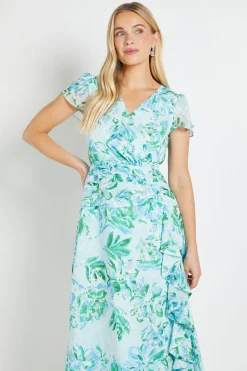 Robe Midi À Volants En Dobby Fleuri Petite