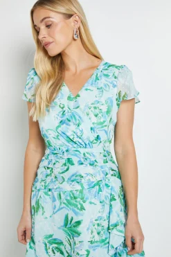 Robe Midi À Volants En Dobby Fleuri Petite