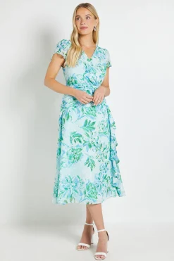 Robe Midi À Volants En Dobby Fleuri Petite